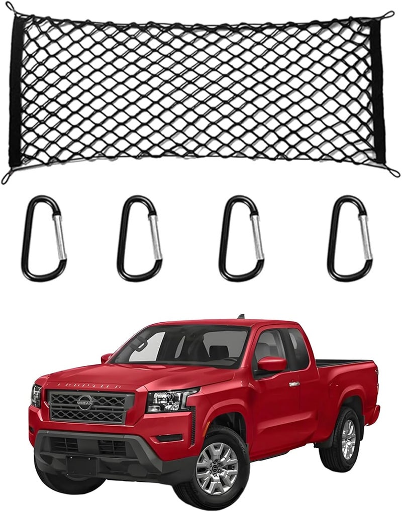 AuyNeas for Nissan Frontier Envelope Style Truck Bed Cargo Net - Fits 2013-2024 2025 2026 Frontier Accessories Cargo Net for Pickup Truck Bed - Heavy Duty Carabiners - Image 1